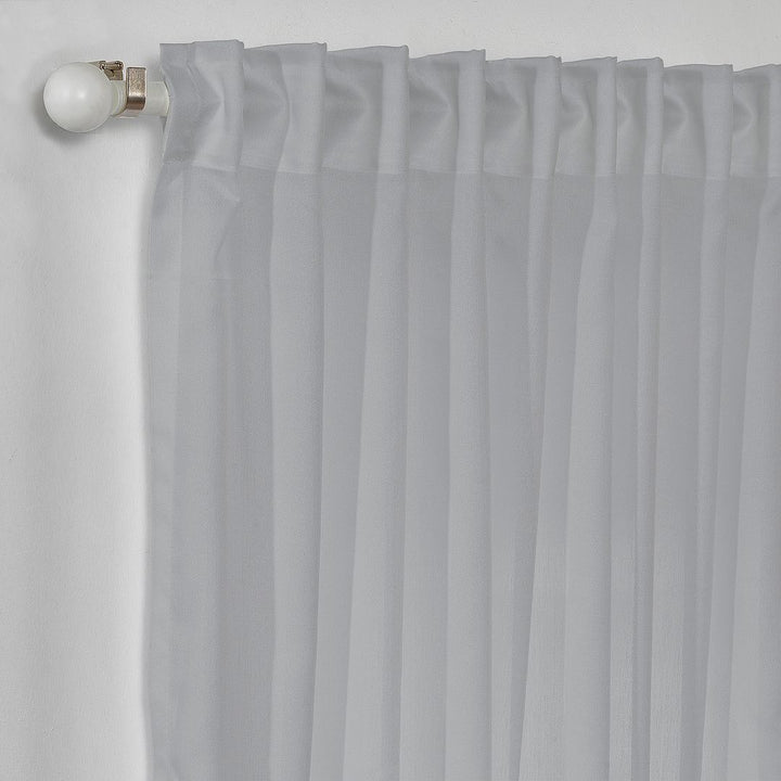 Semi Sheer Silk Crepe Curtain Single Panel - Grey