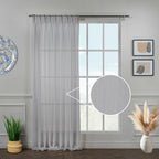 Semi Sheer Silk Crepe Pinch Pleated Curtain Single Panel - Grey