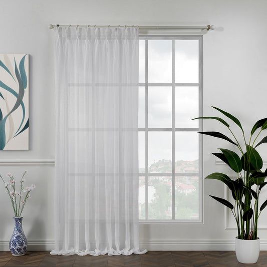 Semi sheer linen texture pinch pleated curtains, semi sheer linen look curtains, 100% polyester curtains, pinch pleat curtains, linen look drapes, light filtering curtains, decorative window panels, elegant window treatments, living room curtains, bedroom curtains, dining room curtains, nursery curtains, custom size curtains, custom drapes, privacy curtains, modern home decor, textured curtains, farmhouse curtains, stylish curtain panels, home furnishings