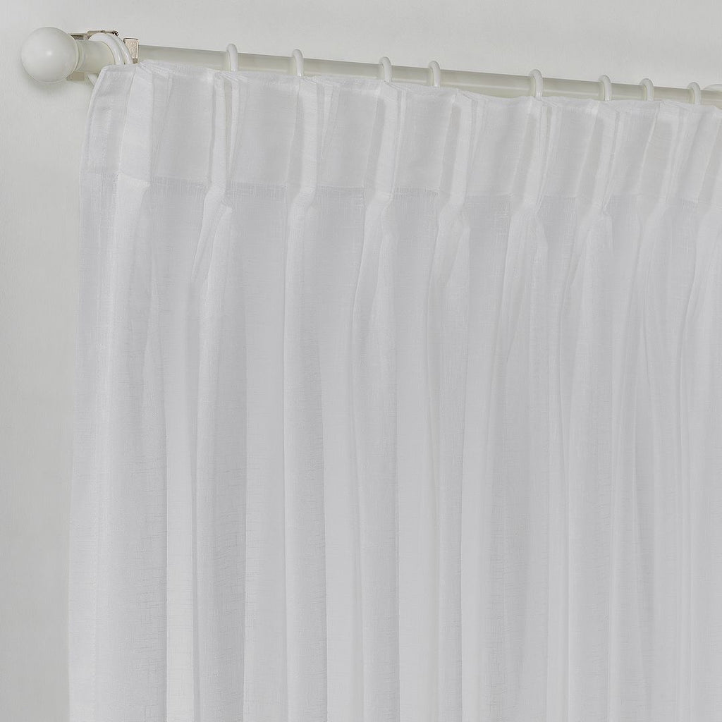 Semi Sheer Linen Pinch Pleated Curtain Single Panel - White