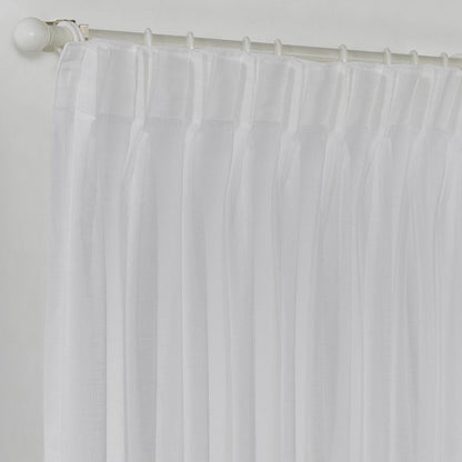 Semi Sheer Linen Pinch Pleated Curtain Single Panel - White