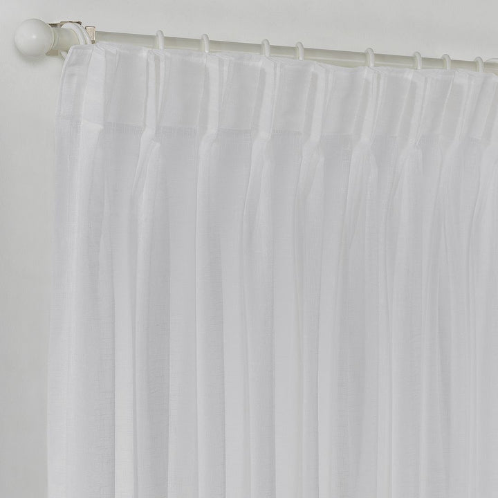 Semi Sheer Linen Pinch Pleated Curtain Single Panel - White