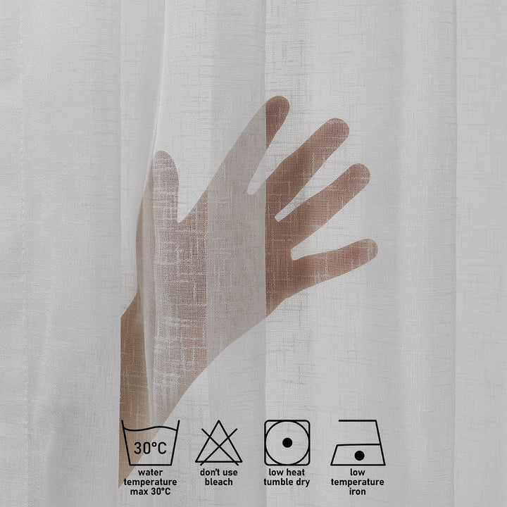 Semi Sheer Linen Pinch Pleated Curtain Single Panel - White