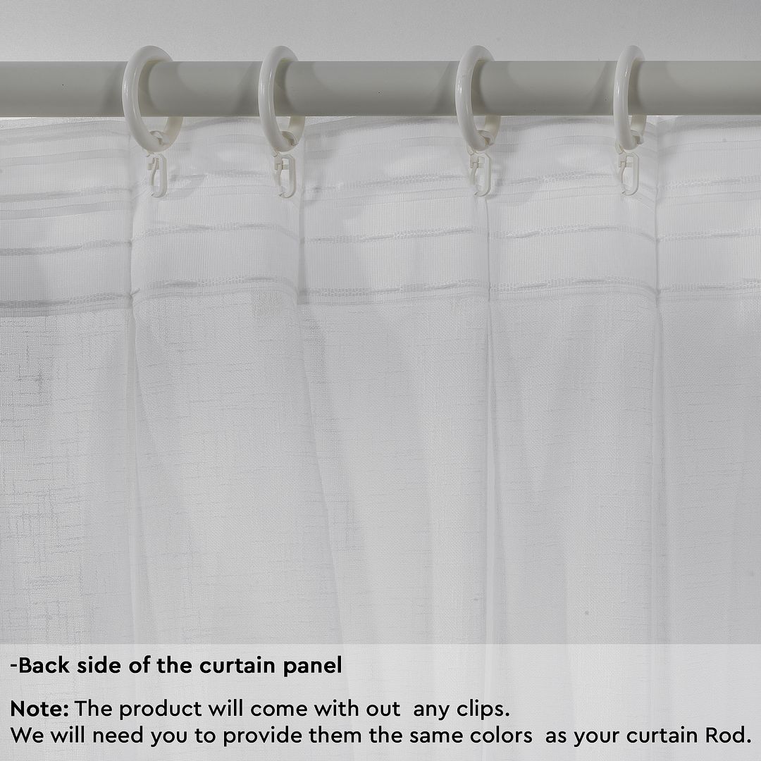 Semi Sheer Linen Pinch Pleated Curtain Single Panel - White