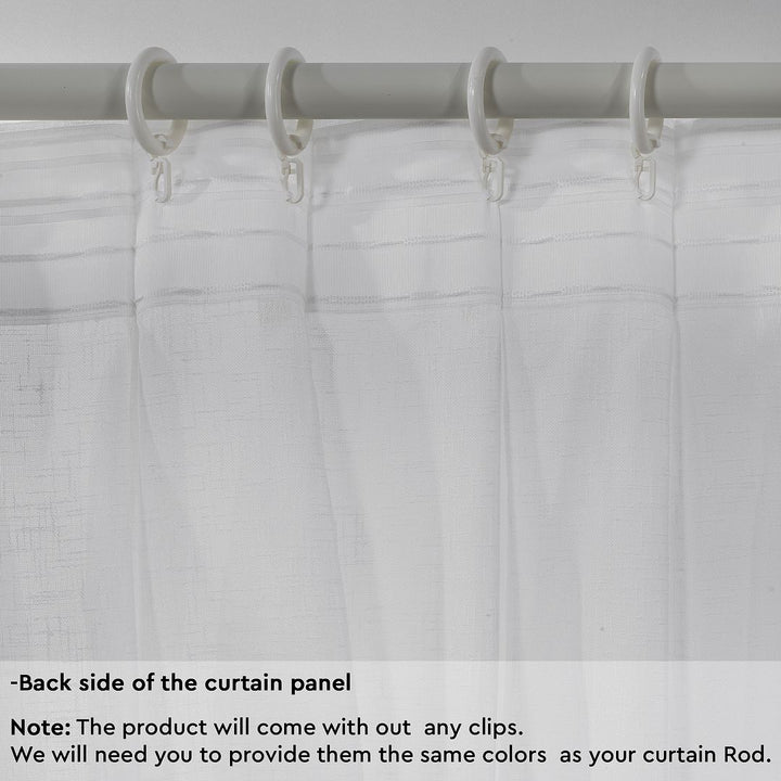 Semi Sheer Linen Pinch Pleated Curtain Single Panel - White