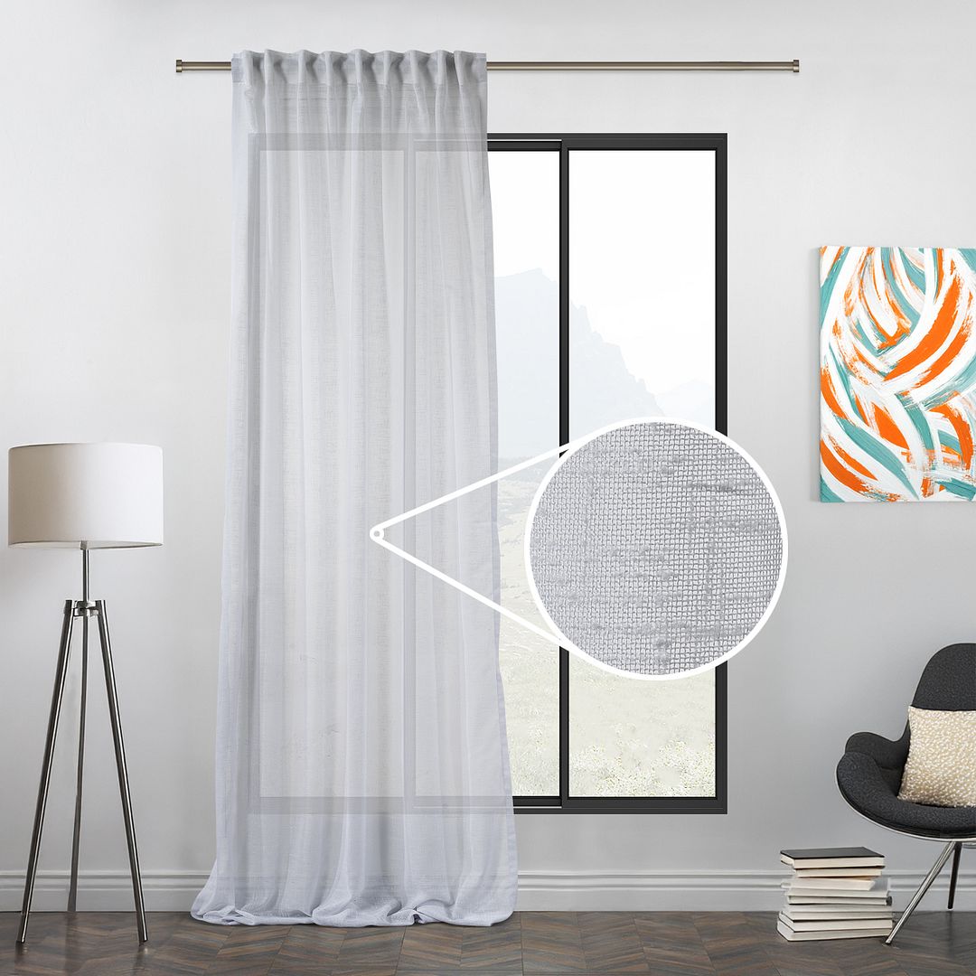 Semi Sheer Linen Curtain Single Panel - White