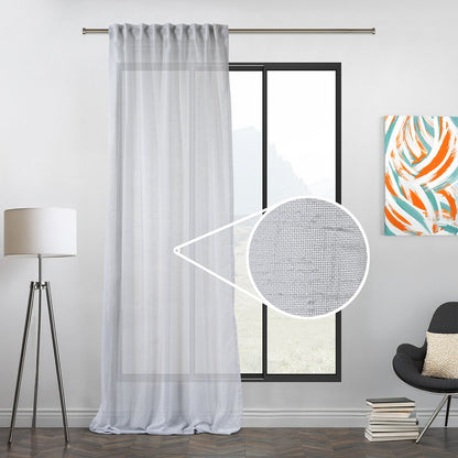 Semi Sheer Linen Curtain Single Panel - White