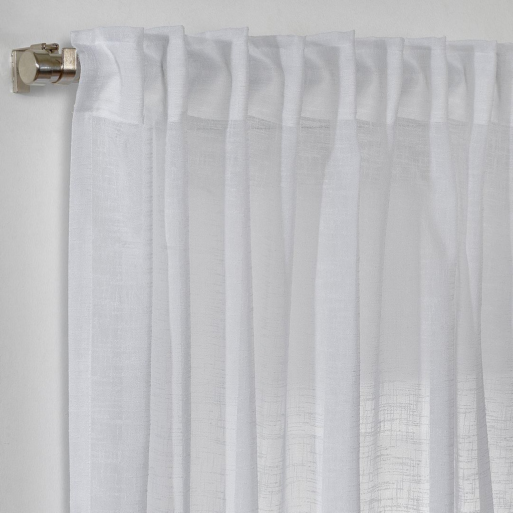 Semi Sheer Linen Curtain Single Panel - White