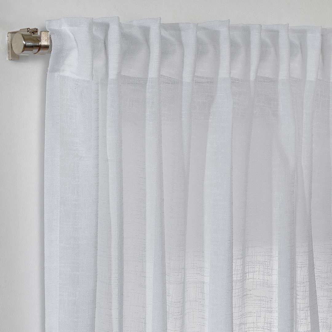 Semi Sheer Linen Curtain Single Panel - White