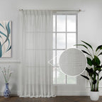 Semi Sheer Linen Pinch Pleated Curtain Single Panel - Ecru