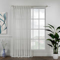 Semi Sheer Linen Pinch Pleated Curtain Single Panel - Ecru