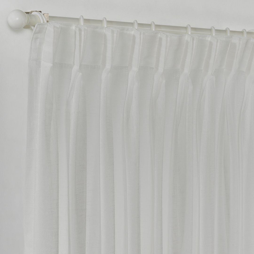 Semi Sheer Linen Pinch Pleated Curtain Single Panel - Ecru
