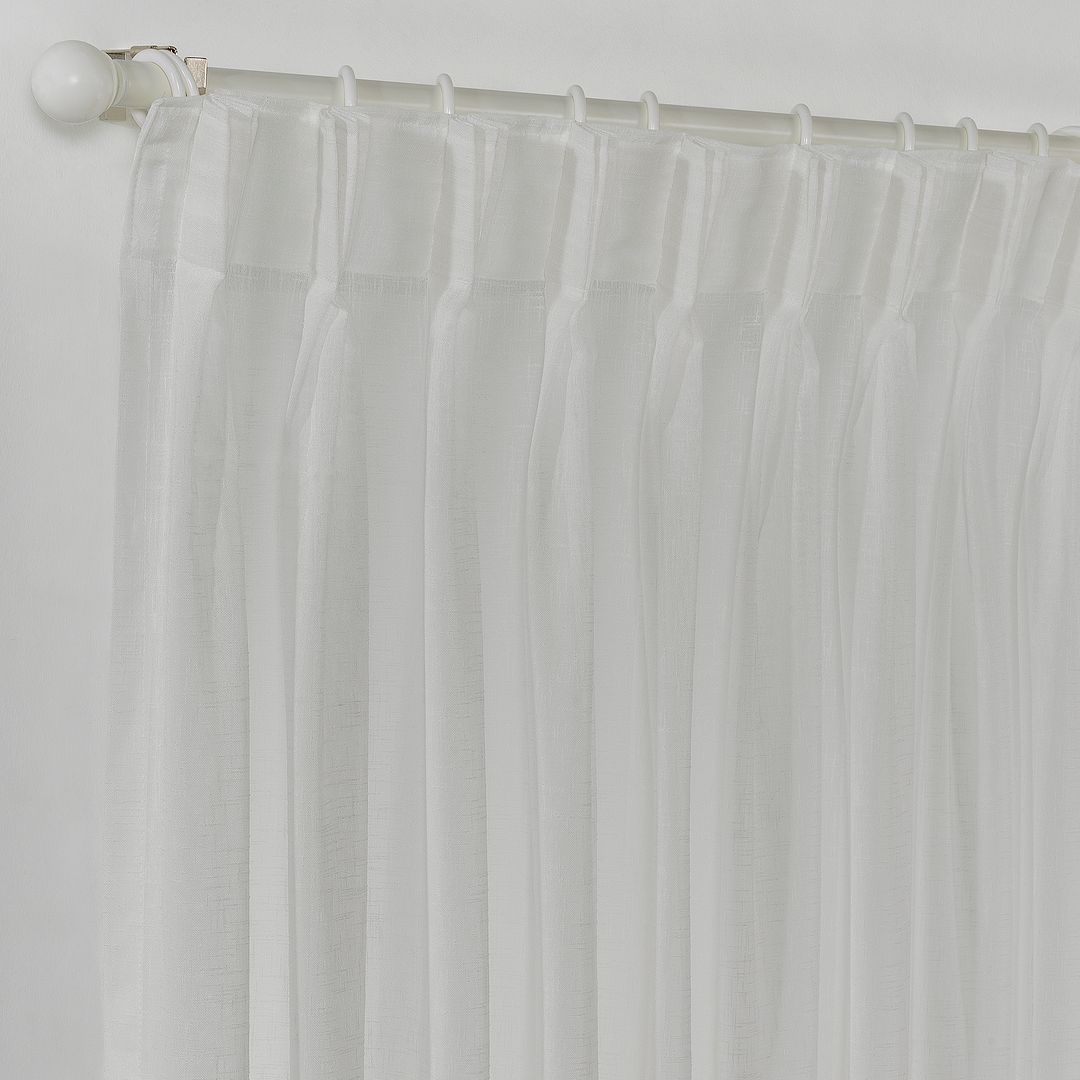 Semi Sheer Linen Pinch Pleated Curtain Single Panel - Ecru