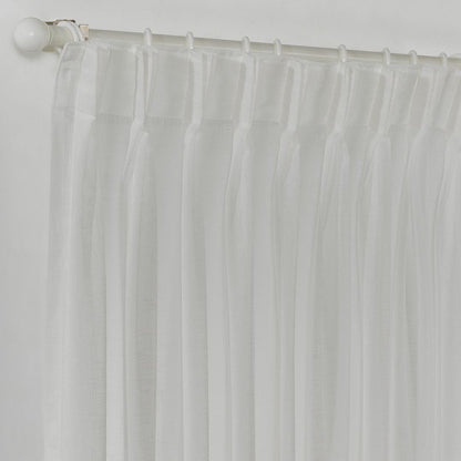 Semi Sheer Linen Pinch Pleated Curtain Single Panel - Ecru