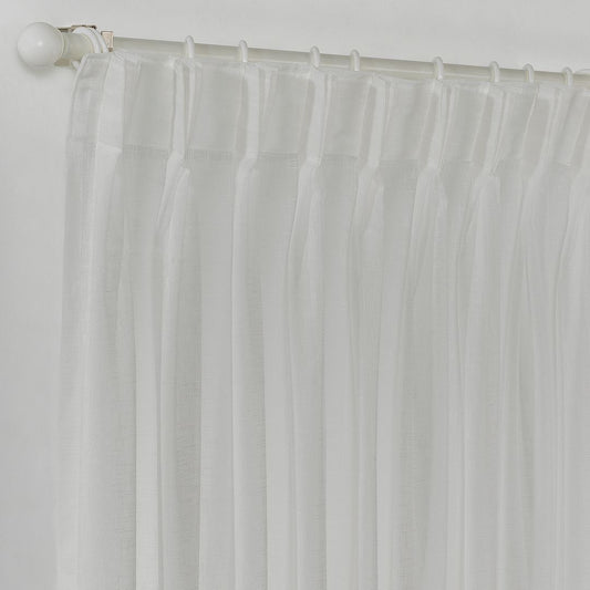 Semi Sheer Linen Pinch Pleated Curtain Single Panel - Ecru