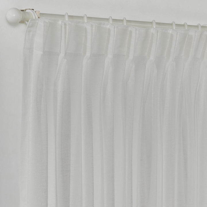 Semi Sheer Linen Pinch Pleated Curtain Single Panel - Ecru