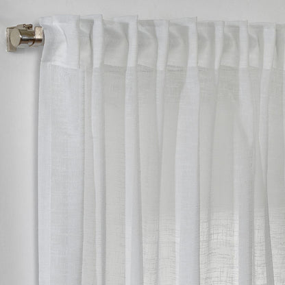 Semi Sheer Linen Curtain Single Panel - Ecru