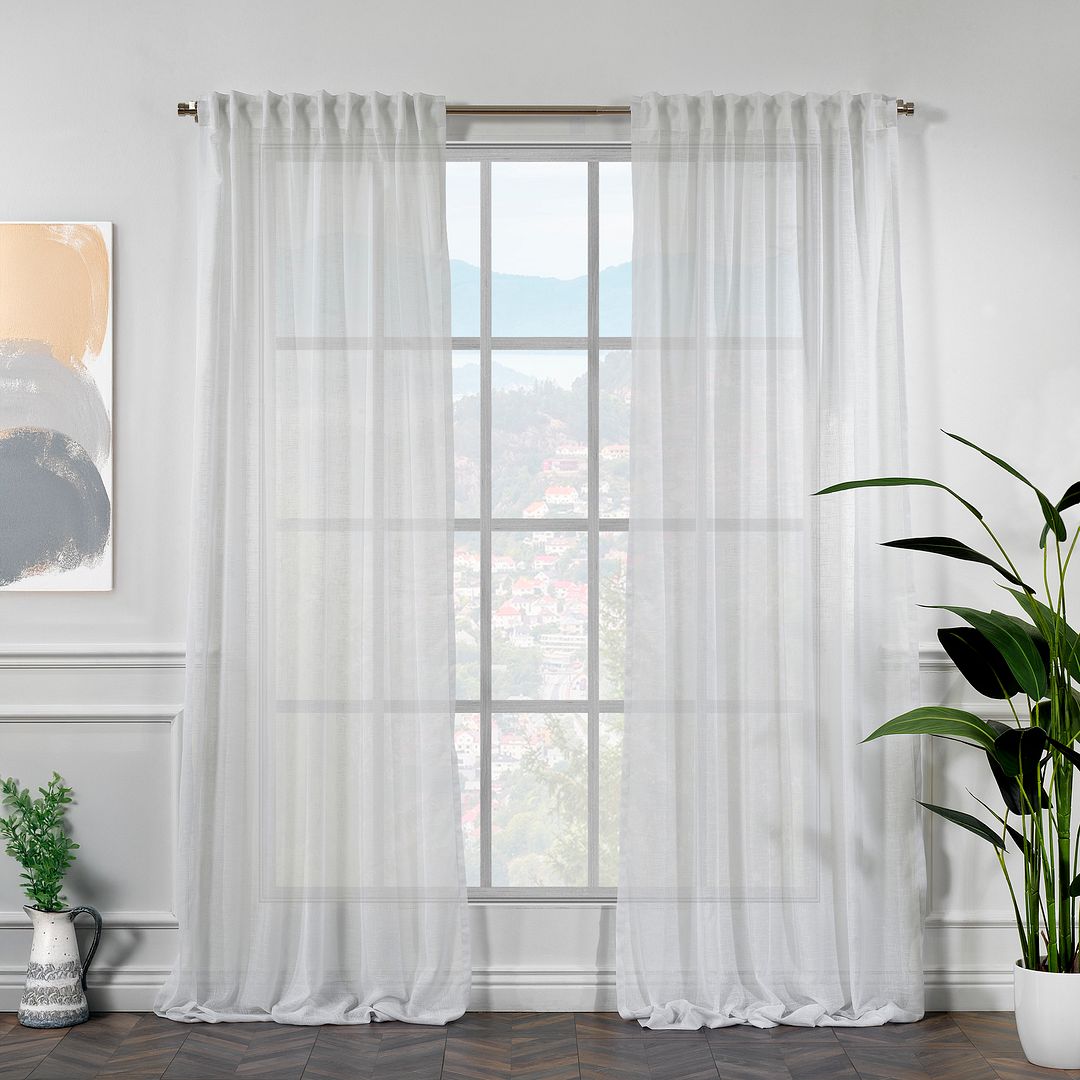 Semi Sheer Linen Curtain Single Panel - Ecru