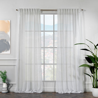 Semi Sheer Linen Curtain Single Panel - Ecru