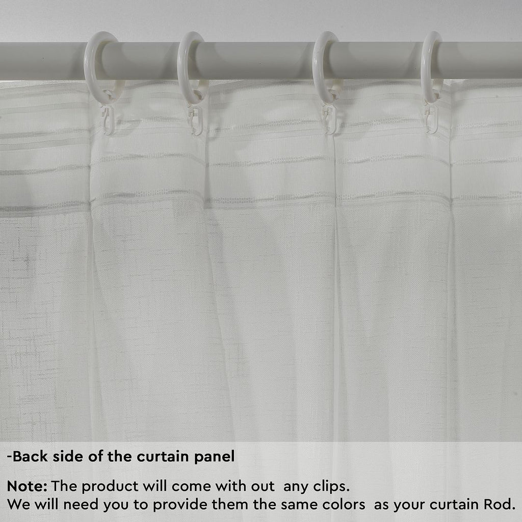 Semi Sheer Linen Pinch Pleated Curtain Single Panel - Ecru