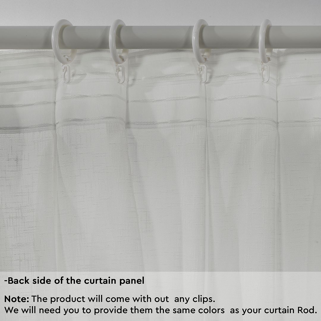 Semi Sheer Linen Pinch Pleated Curtain Single Panel - Ecru