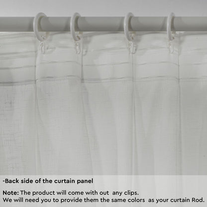 Semi Sheer Linen Pinch Pleated Curtain Single Panel - Ecru