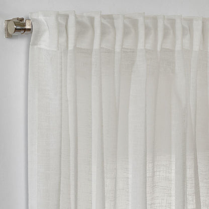Semi Sheer Linen Curtain Single Panel - Cream