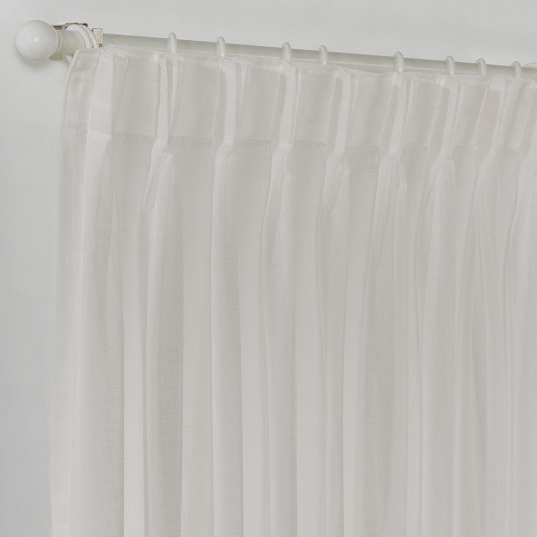 Semi Sheer Linen Pinch Pleated Curtain Single Panel - Cream