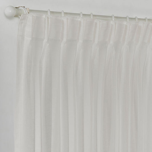Semi Sheer Linen Pinch Pleated Curtain Single Panel - Cream
