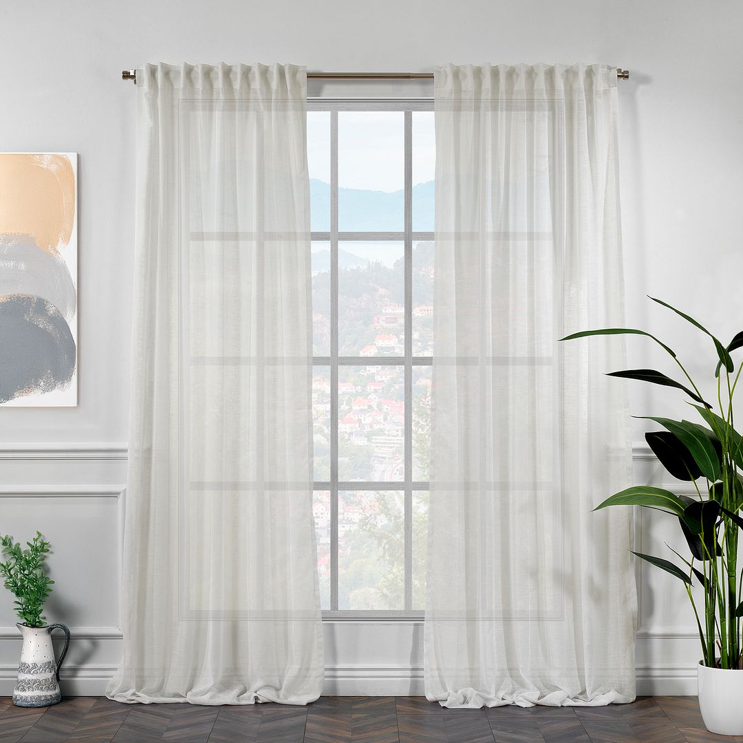 Semi Sheer Linen Curtain Single Panel - Cream