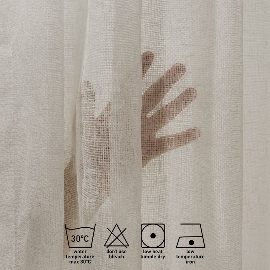 Semi Sheer Linen Pinch Pleated Curtain Single Panel - Beige