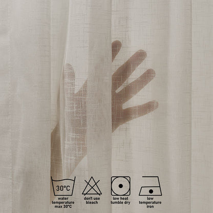 Semi Sheer Linen Pinch Pleated Curtain Single Panel - Beige