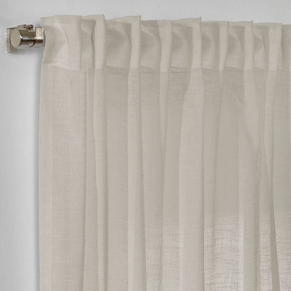 Semi Sheer Linen Curtain Single Panel - Beige