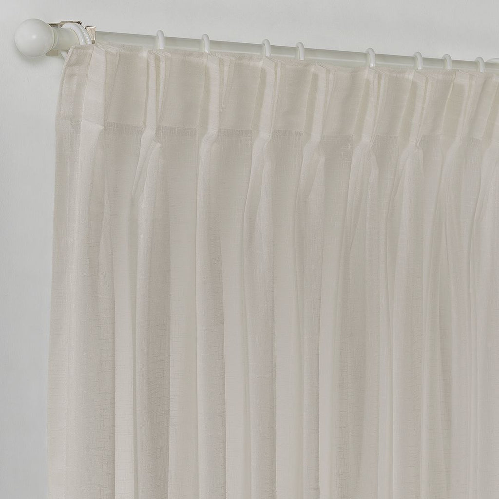Semi Sheer Linen Pinch Pleated Curtain Single Panel - Beige