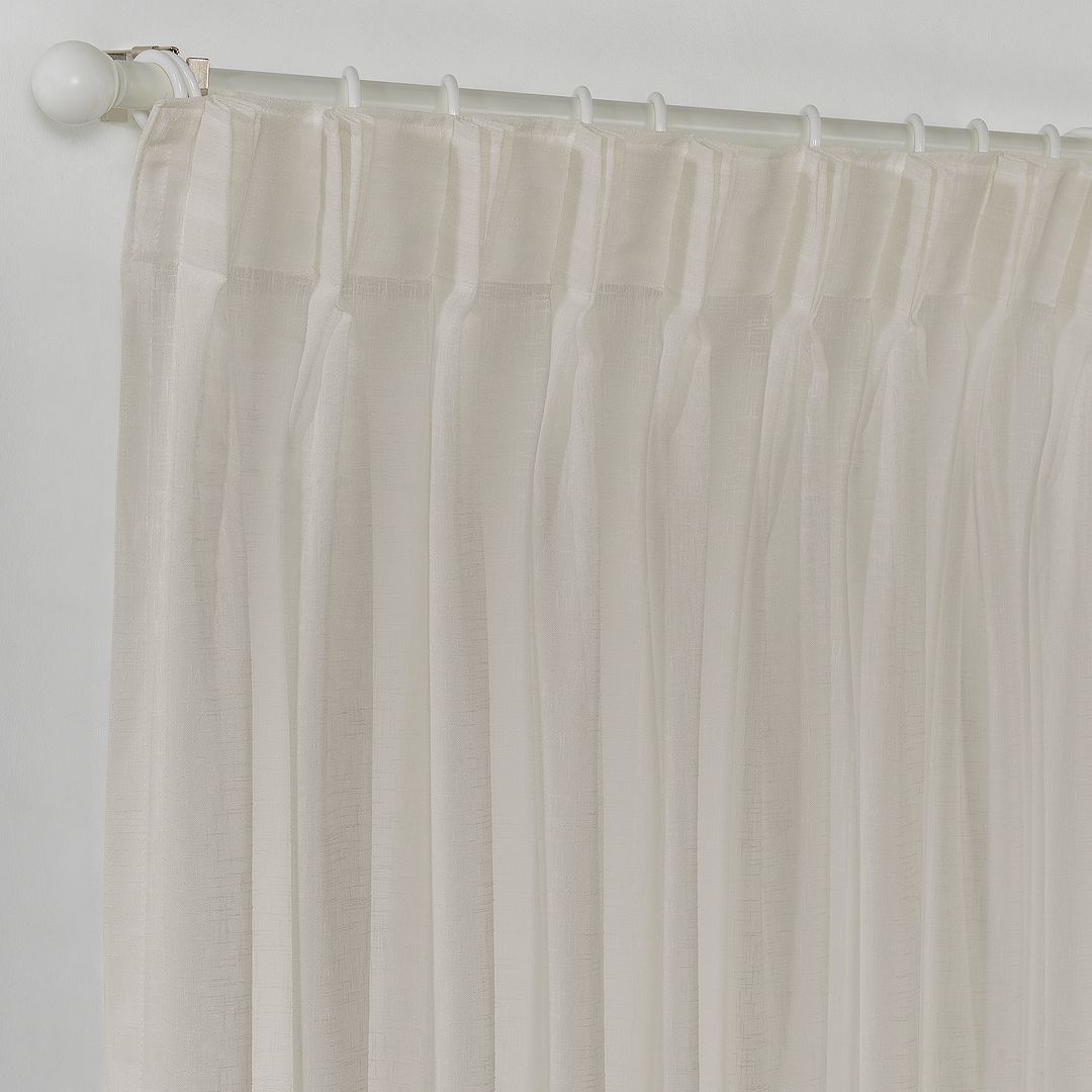 Semi Sheer Linen Pinch Pleated Curtain Single Panel - Beige