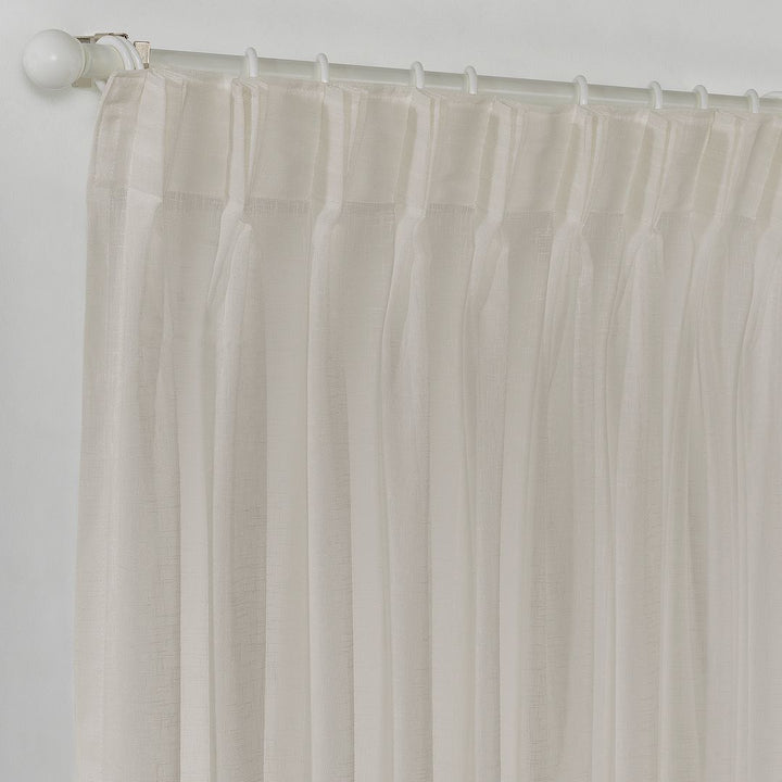 Semi Sheer Linen Pinch Pleated Curtain Single Panel - Beige
