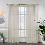 Semi Sheer Linen Curtain Single Panel - Beige