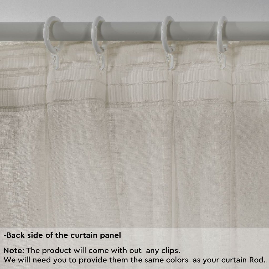Semi Sheer Linen Pinch Pleated Curtain Single Panel - Beige