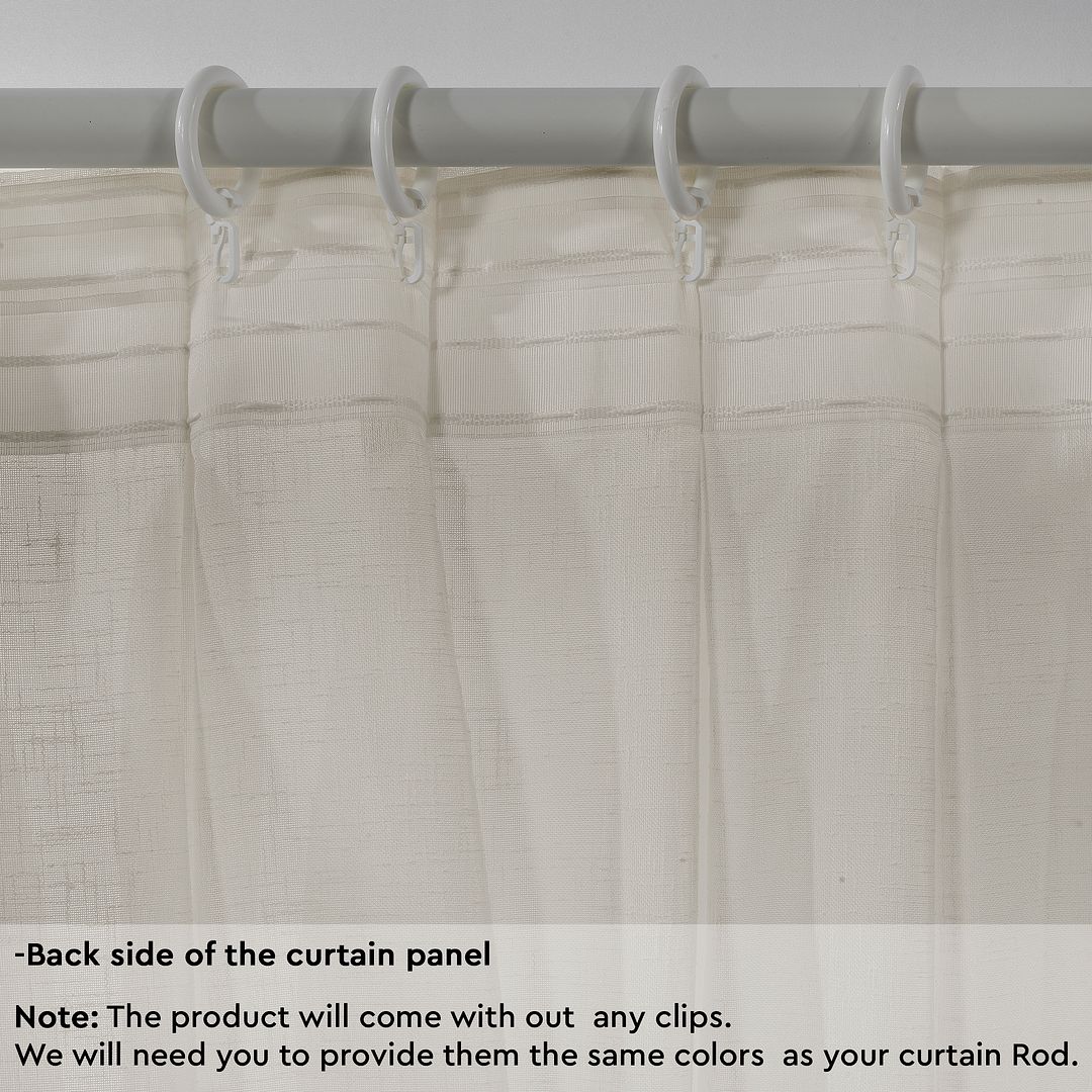 Semi Sheer Linen Pinch Pleated Curtain Single Panel - Beige