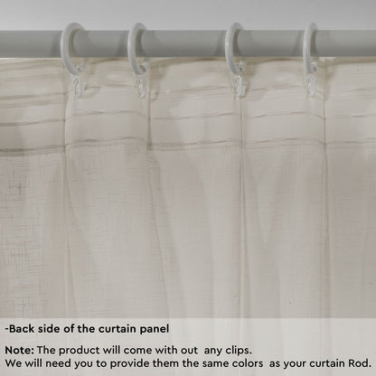 Semi Sheer Linen Pinch Pleated Curtain Single Panel - Beige