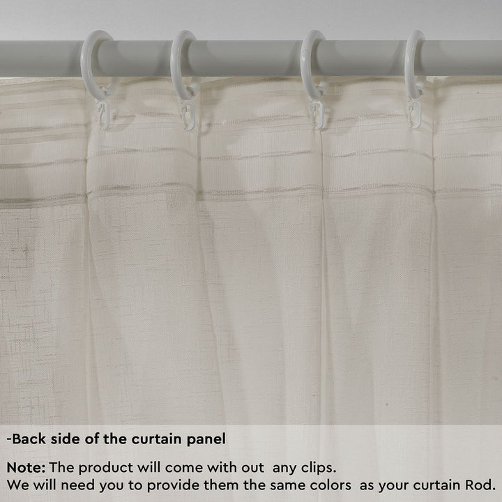 Semi Sheer Linen Pinch Pleated Curtain Single Panel - Beige