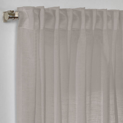 Semi Sheer Linen Curtain Single Panel - Brown