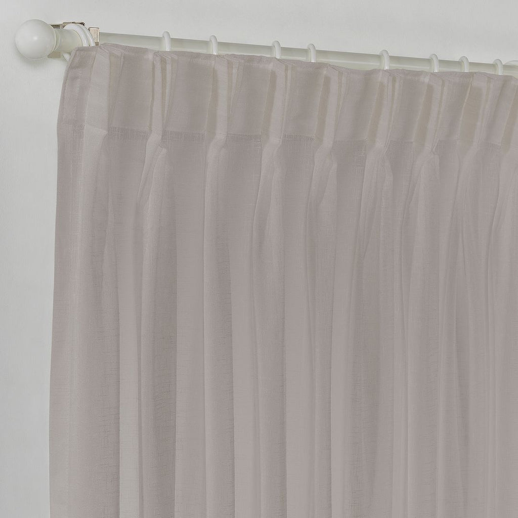 Semi Sheer Linen Pinch Pleated Curtain Single Panel - Brown