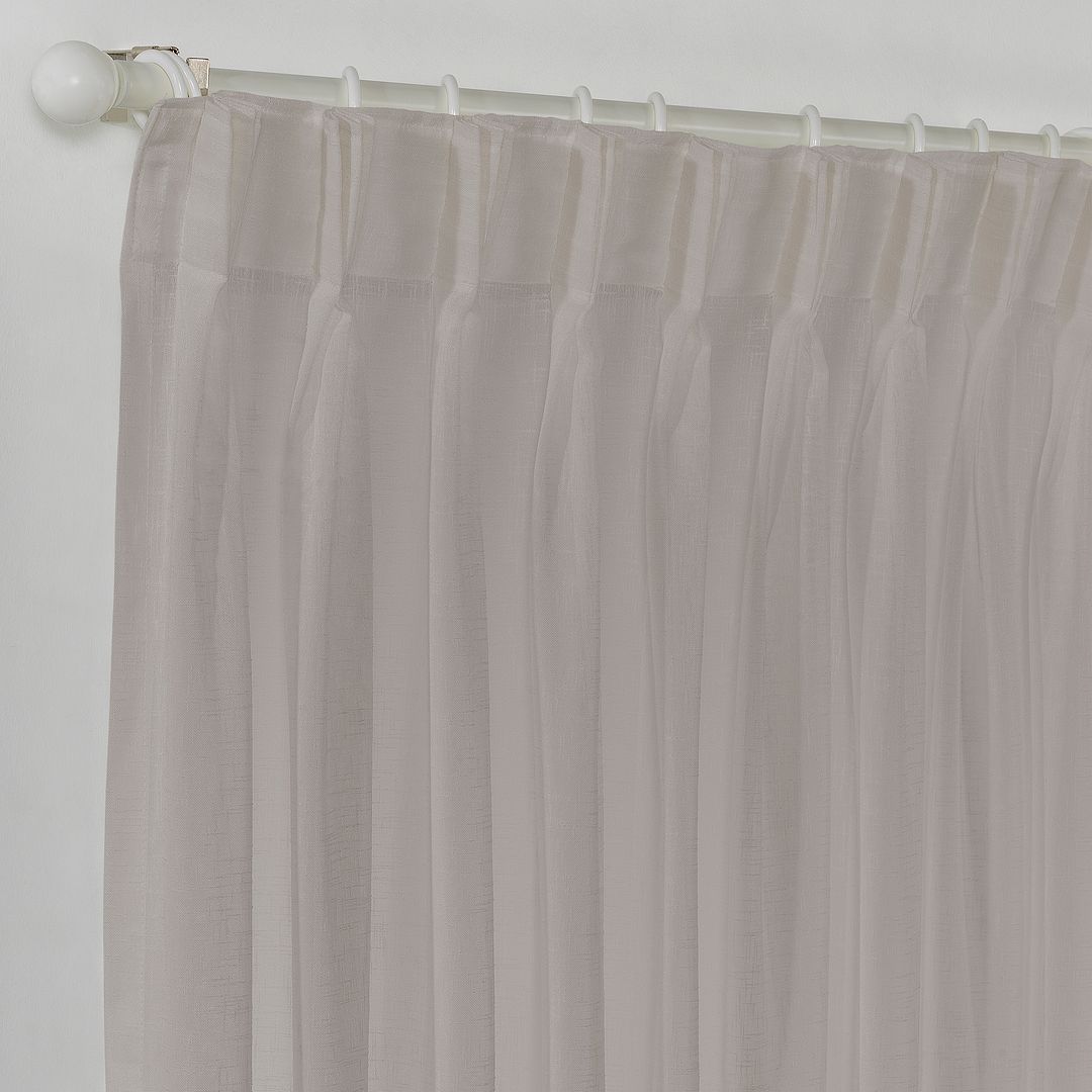 Semi Sheer Linen Pinch Pleated Curtain Single Panel - Brown