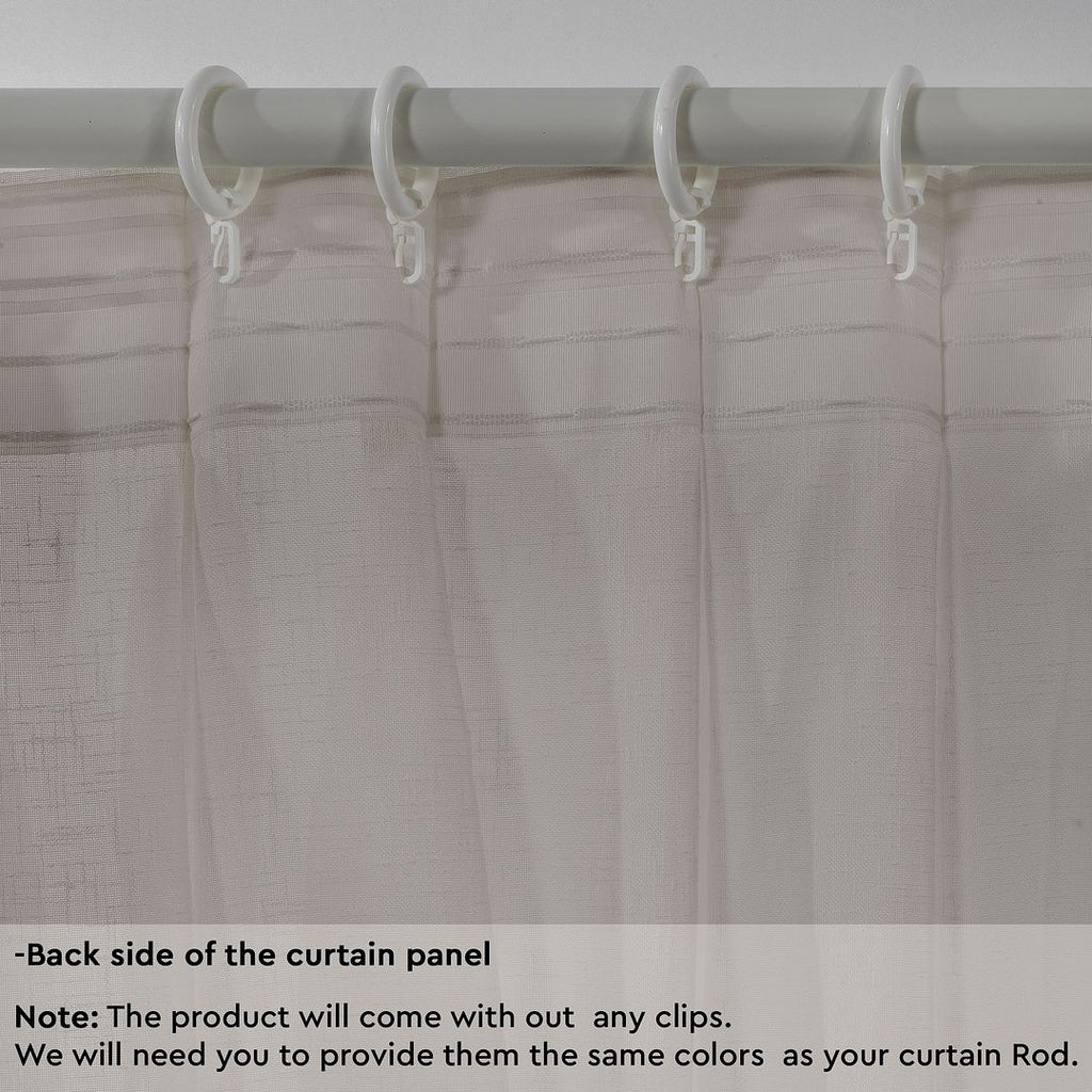 Semi Sheer Linen Pinch Pleated Curtain Single Panel - Brown