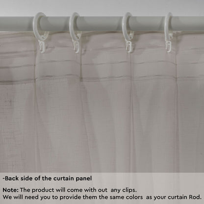 Semi Sheer Linen Pinch Pleated Curtain Single Panel - Brown