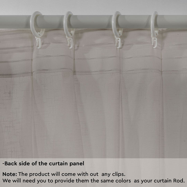 Semi Sheer Linen Pinch Pleated Curtain Single Panel - Brown