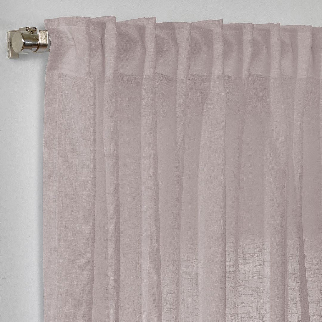 Semi Sheer Linen Curtain Single Panel - Rose Pink