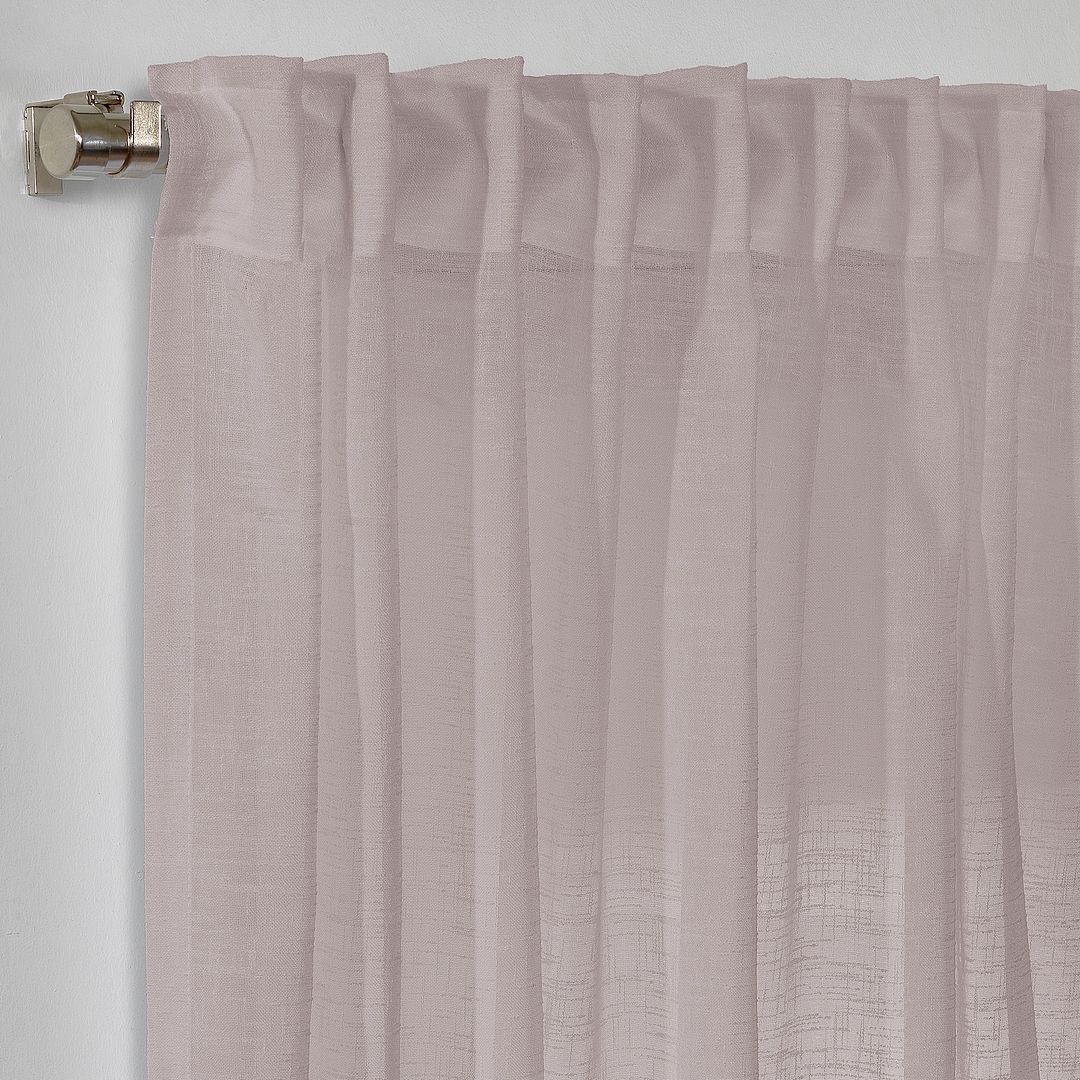 Semi Sheer Linen Curtain Single Panel - Rose Pink