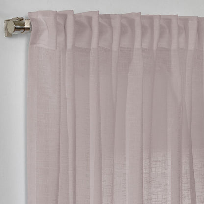 Semi Sheer Linen Curtain Single Panel - Rose Pink